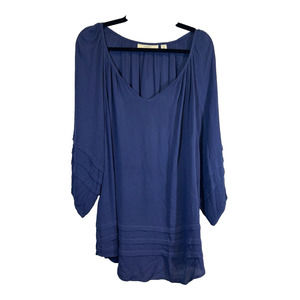 J Jill Womens Wearever Plus Sz 0X Tunic Top V-Neck 3/4 Sleeve Purple Shirt D42